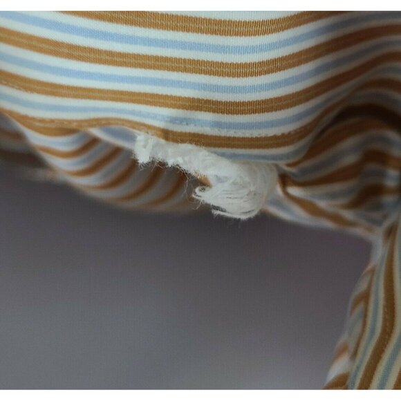 Van Laack Royal Button Front Shirt Mens Size Large Tan Striped Long Sleeve - Picture 6 of 7